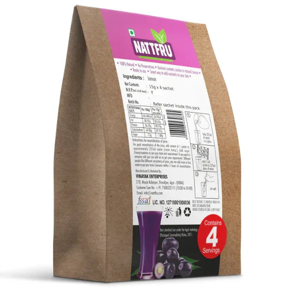 Nattfru : 100% Sugar Free Jamun Fruit Juice | Diabetes Care & Control Blood Sugar - 120g - Orgoshops