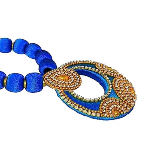 Blue Silk Thread Necklace Set