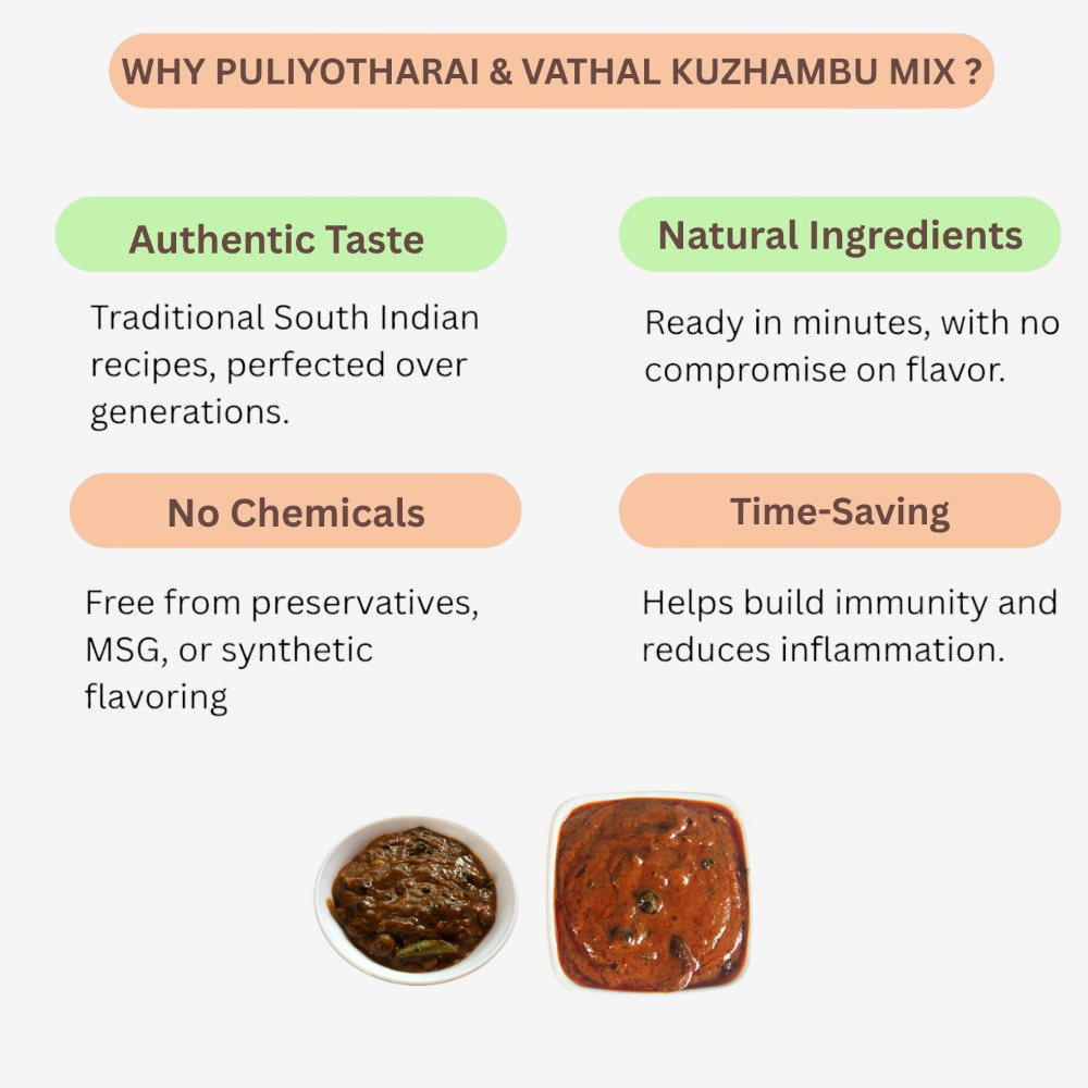 Yamini Foods Puliyotharai Mix / Vathal Kuzhambu Mix - 500 g (Pack of 2)