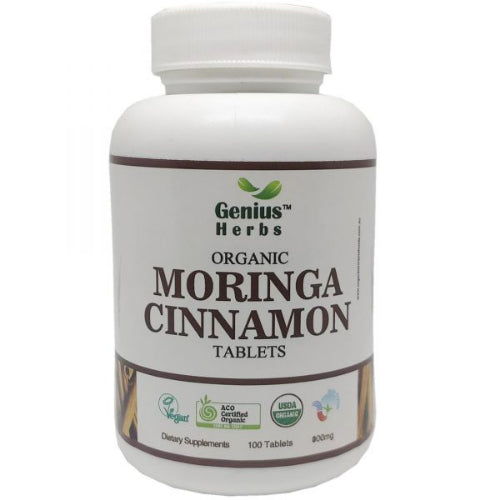 Genius Herbs Organic Moringa Chinnamon Tablets - 100 Tablets