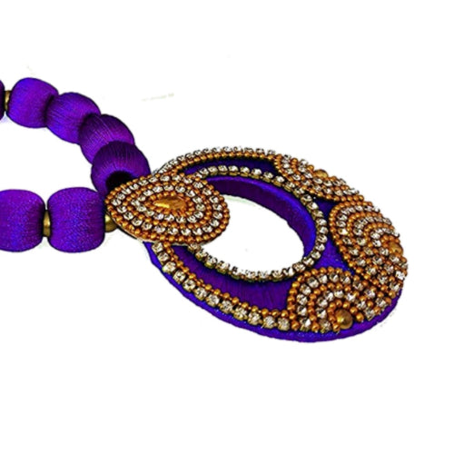 Purple Silk Thread Necklace Set