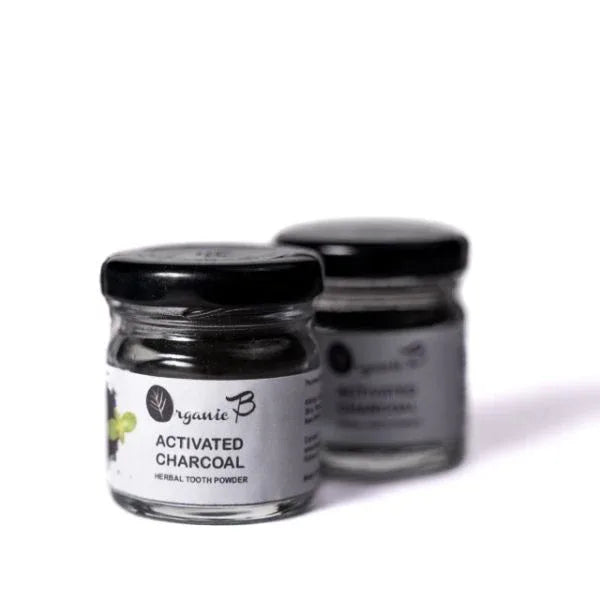 Organic B Herbal Charcoal Dental Powder (20gm) With Tongue Cleaner - Orgoshops