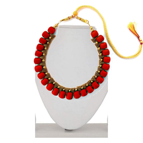 Silk Thread Fashion Necklace For Girls and Womens ( Red )