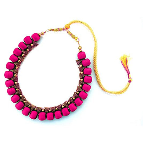 Silk Thread Fashion Necklace For Girls and Womens ( Pink )