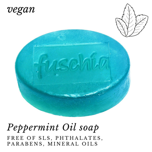 Fuschia - Peppermint Oil Natural Handmade Herbal Soap - 100g