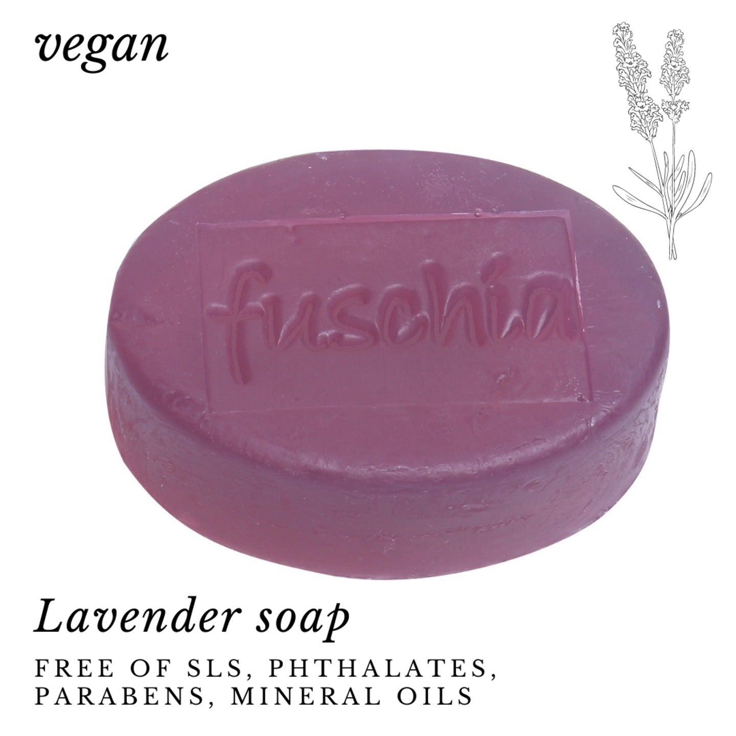 Fuschia - Lavender Natural Handmade Glycerine Soap - 100g