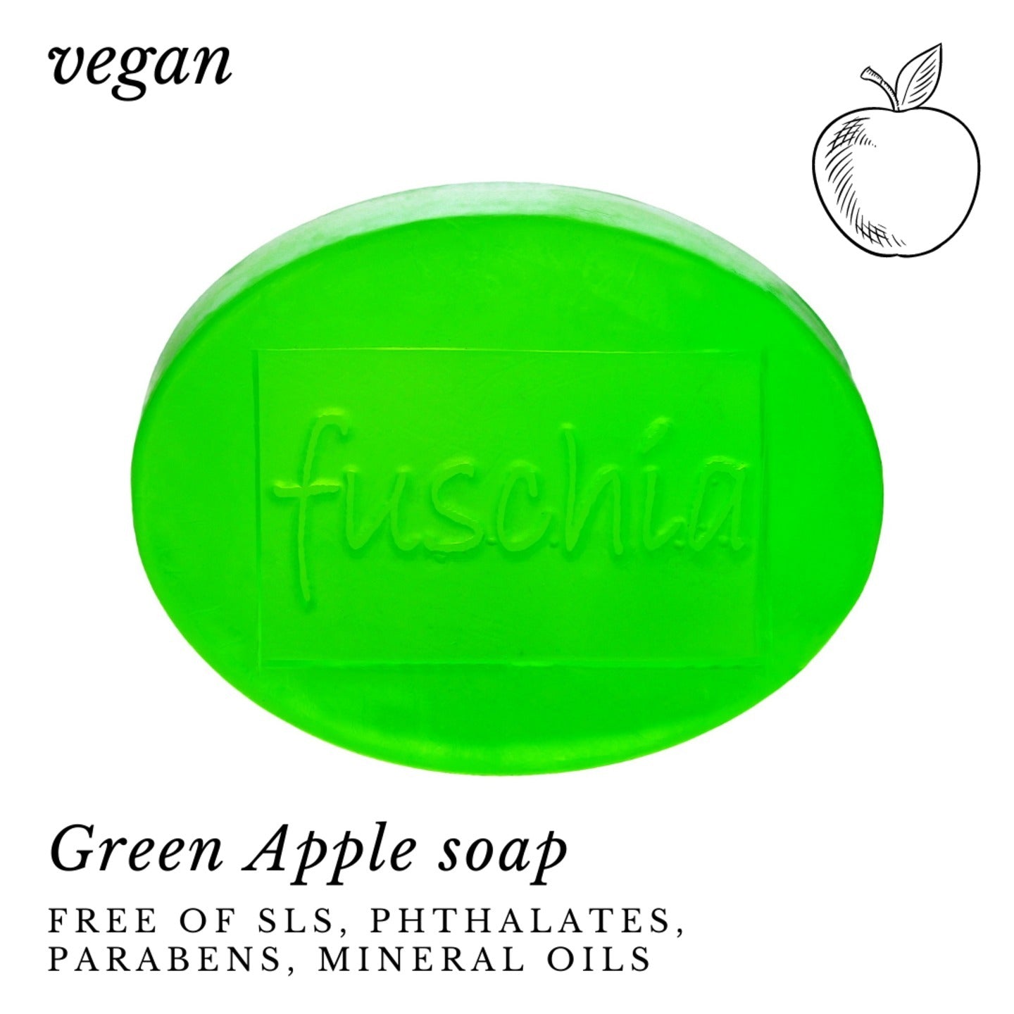 Fuschia - Green Apple Natural Handmade Glycerine Soap - 100g