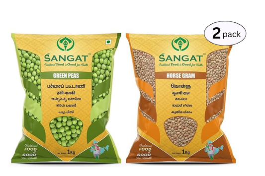 SANGAT : Green Peas And Horsegram Each - 1 kg (Pack)