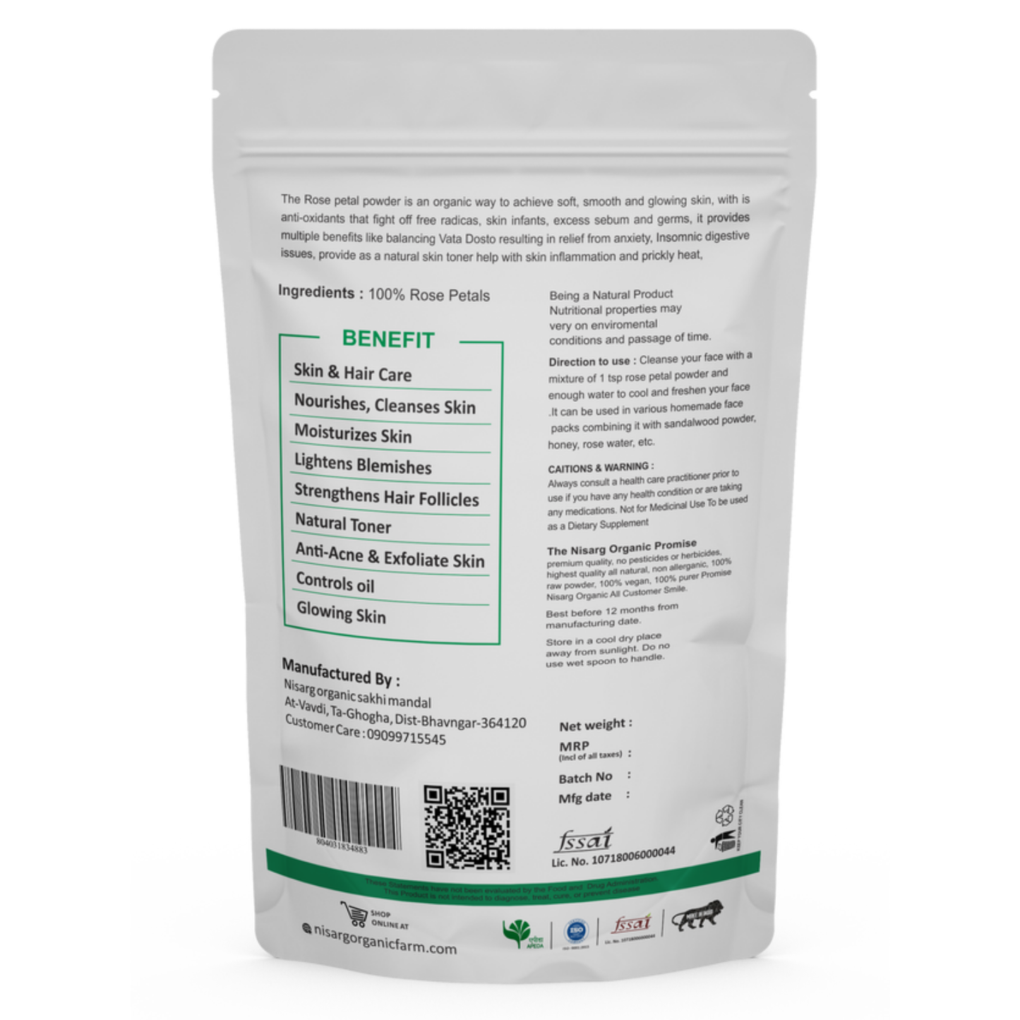 Nisarg Organic Farm Red Rose Petlas Powder