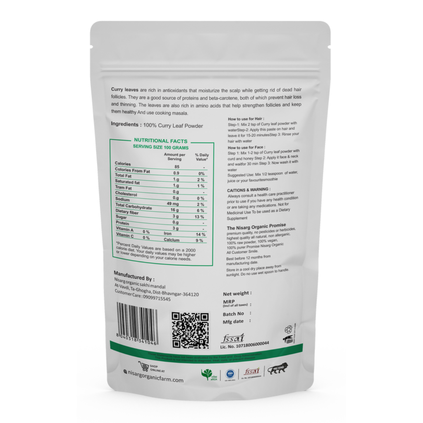 Nisarg Organic Farm Curry Leaf Powder