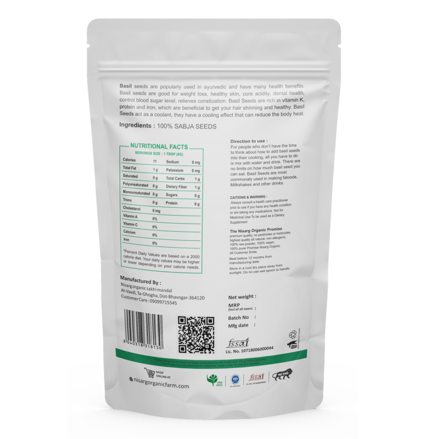 Nisarg Organic Farm Sabja Seeds