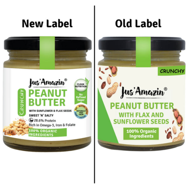 Crunchy Organic Peanut Butter – With Flax and Sunflower Seeds (200g)