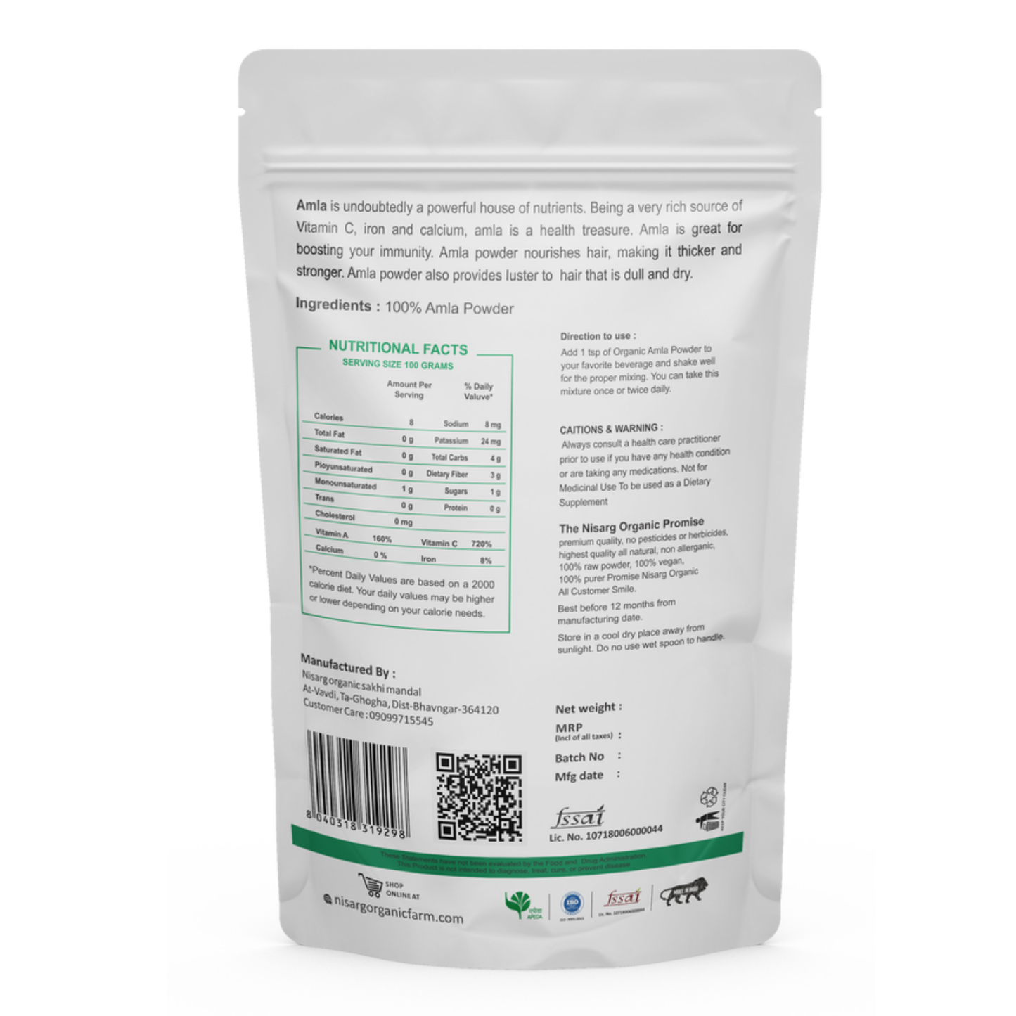 Nisarg Organic Farm Amla Powder