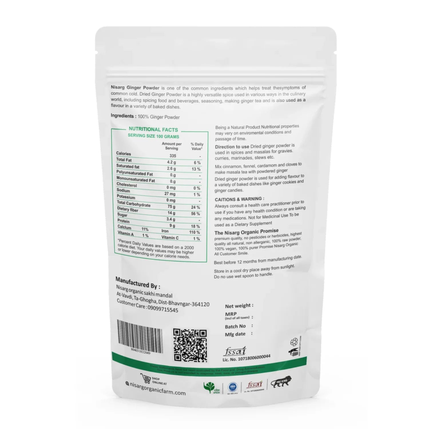 Nisarg Organic Farm Ginger Powder - Orgoshops
