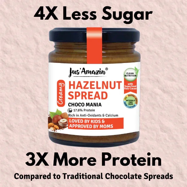 Jus Amazin Creamy Hazelnut Spread – Choco Mania (200g) | 17.6% Protein - Orgoshops