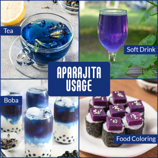 Blue Pea / Aparajita Tea - Natural Blue Purple Iced Tea, Cooler, Cocktails -110g