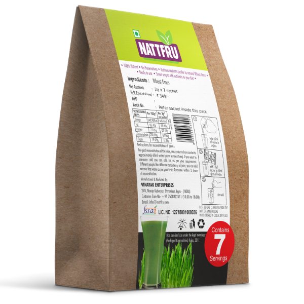 Nattfru Wheatgrass Powder | No added Sugar | Immunity Booster Support - 90g