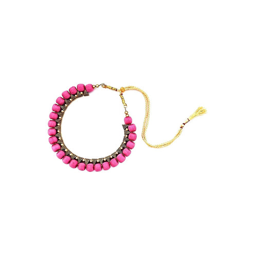 Silk Thread Fashion Necklace For Girls and Womens ( Pink )