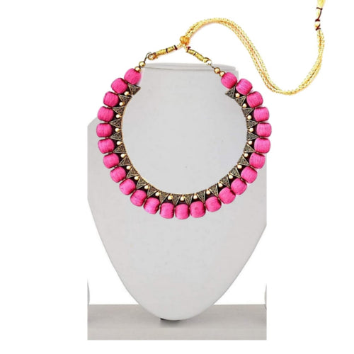 Silk Thread Fashion Necklace For Girls and Womens ( Pink )