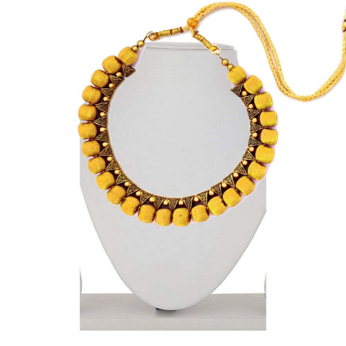 Silk Thread Fashion Necklace For Girls and Womens ( Yellow )