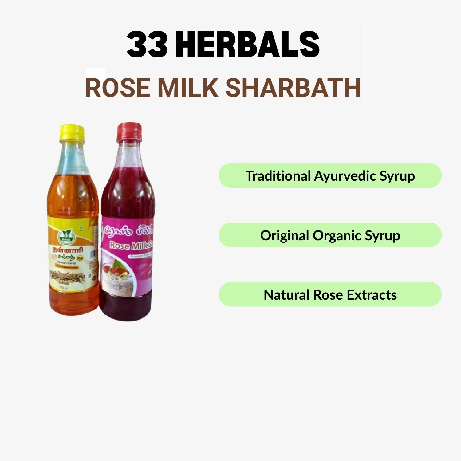 Buy Organic Rose Milk Sharbath Online in India | 33 Herbals - Orgoshops