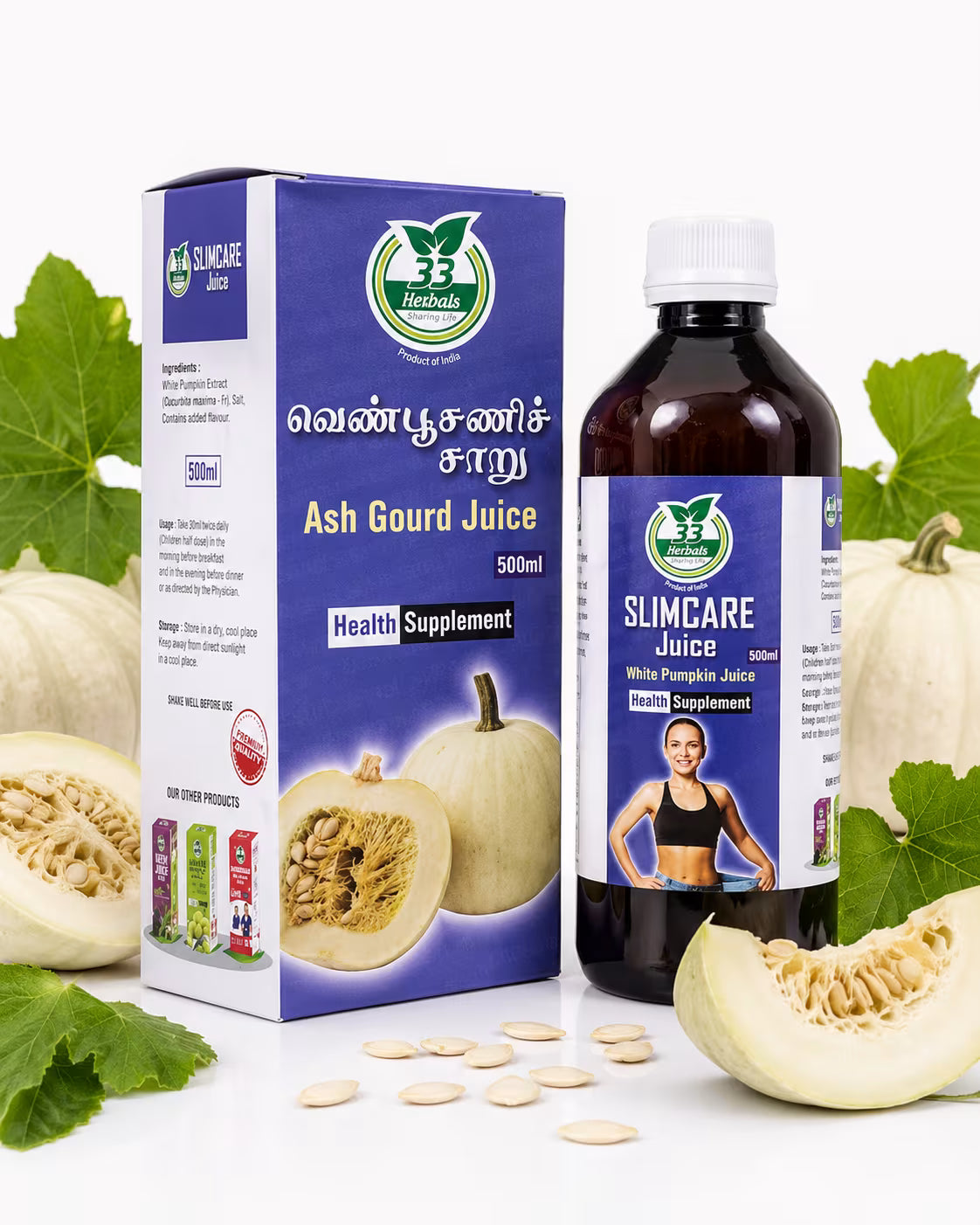 33 Herbals White Pumkin Juice( Ven Poosani) - 500 ml