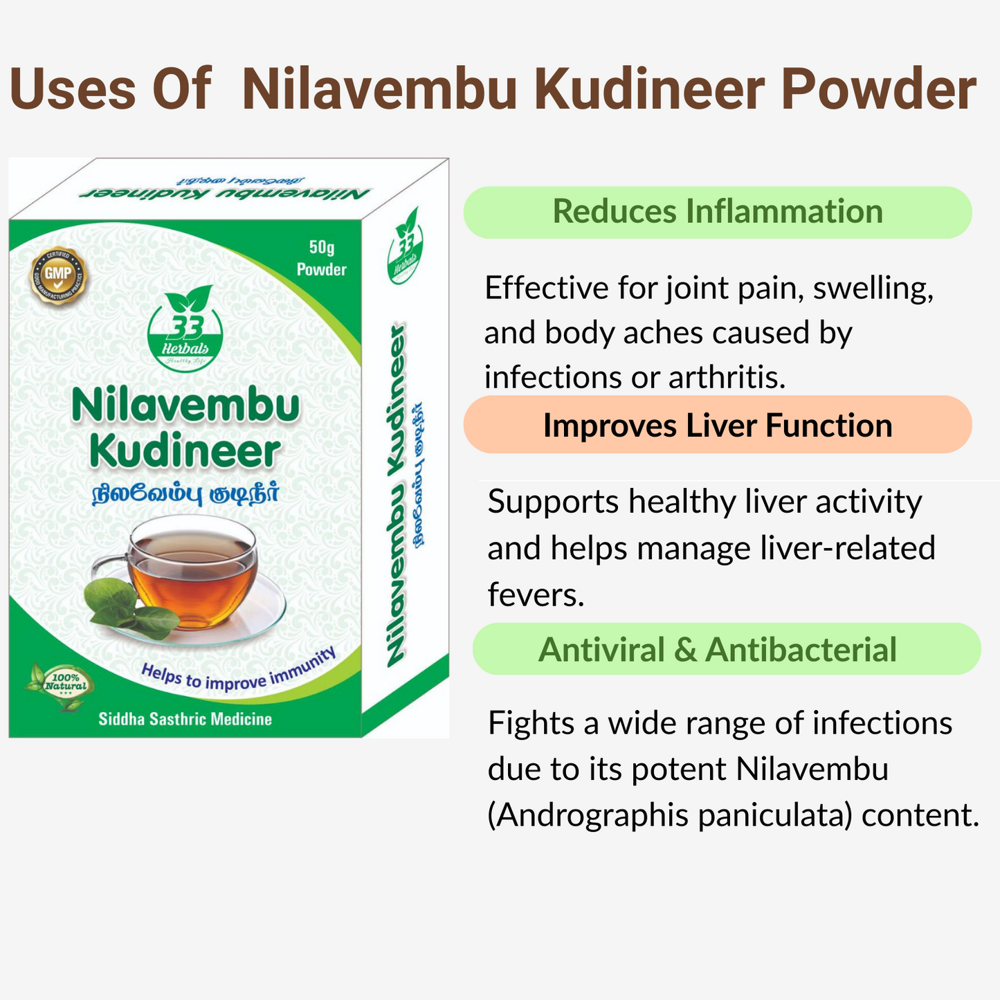 33 Herbals Nilavembu Kudineer Powder - 50 g