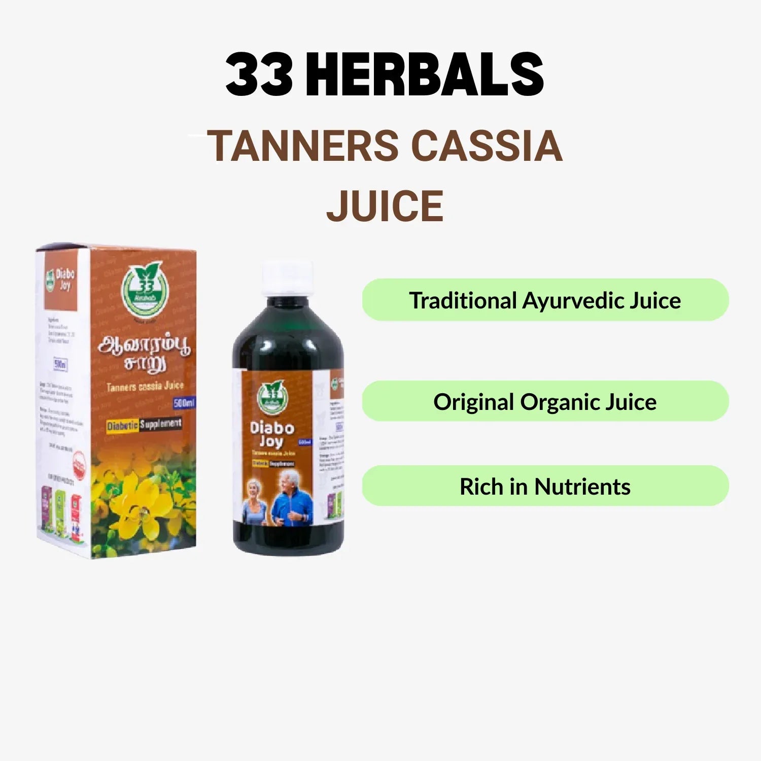 33 Herbals Tanners Cassia Juice (Aavaram Poo) - 500 ml - Orgoshops