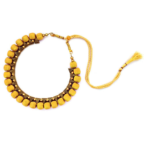 Silk Thread Fashion Necklace For Girls and Womens ( Gold )