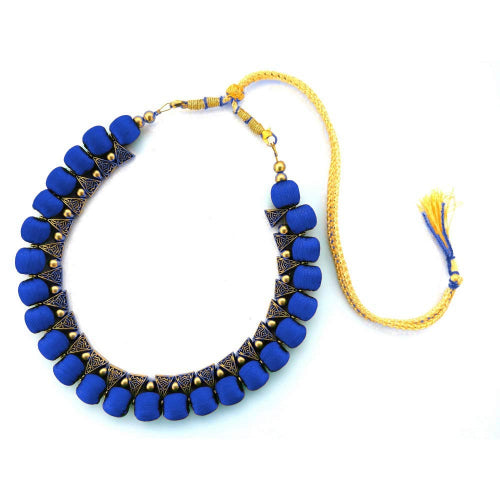 Silk Thread Fashion Necklace For Girls and Womens ( Blue )