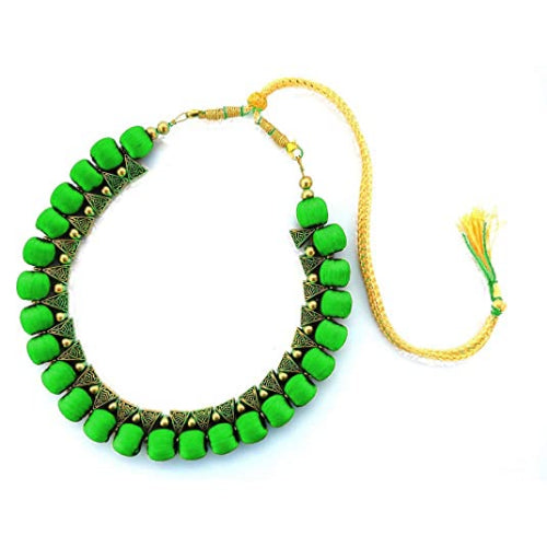 Silk Thread Fashion Necklace For Girls and Womens ( Green )