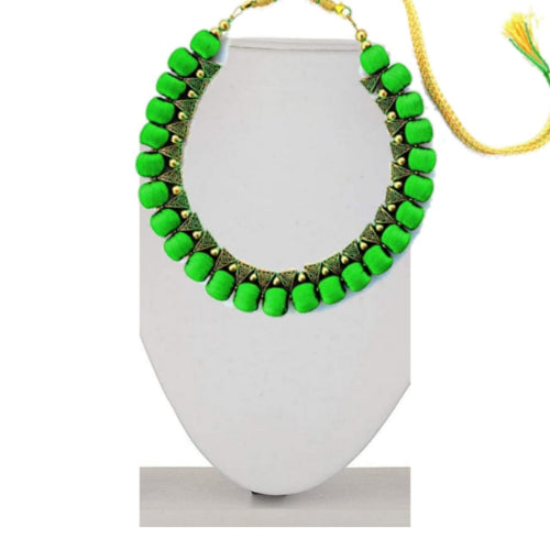 Silk Thread Fashion Necklace For Girls and Womens ( Green )