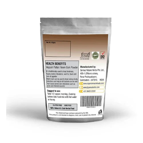 Genius Herbs Neem Bark Powder - 100 g - Orgoshops
