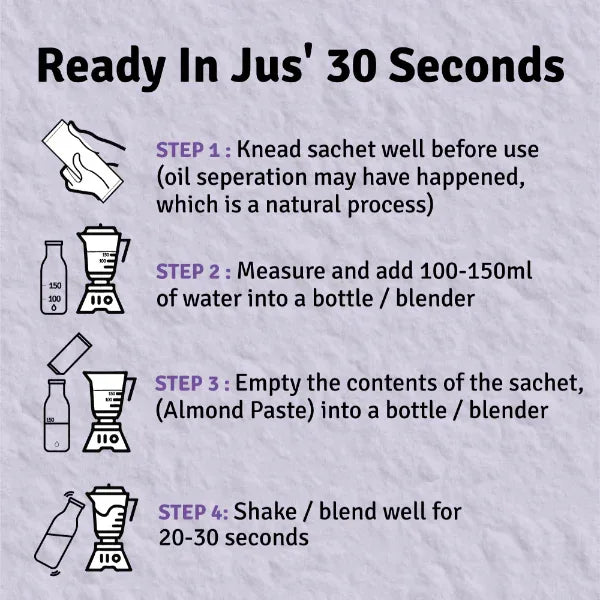 Jus Amazin 30-Second Almond Drink - Unsweetened (5X25g Sachets) - Orgoshops