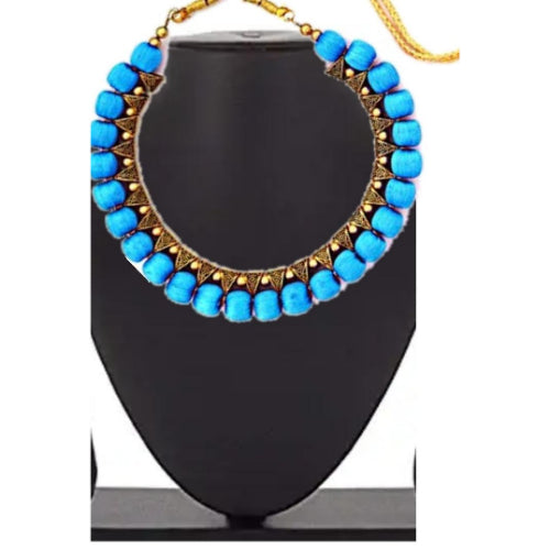 Silk Thread Fashion Necklace For Girls and Womens ( Sky Blue )