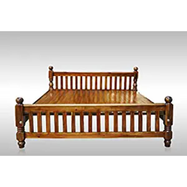 KPR Furniture Wooden Double Cot Bed Size - 75 × 48inches ( Brown )