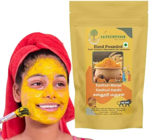 Kalpavirutcham Hand Pounded Kasturi Manjal Powder (Kasthuri Haldi) –Natural & Pure Wild Turmeric Powder – 100g - Orgoshops