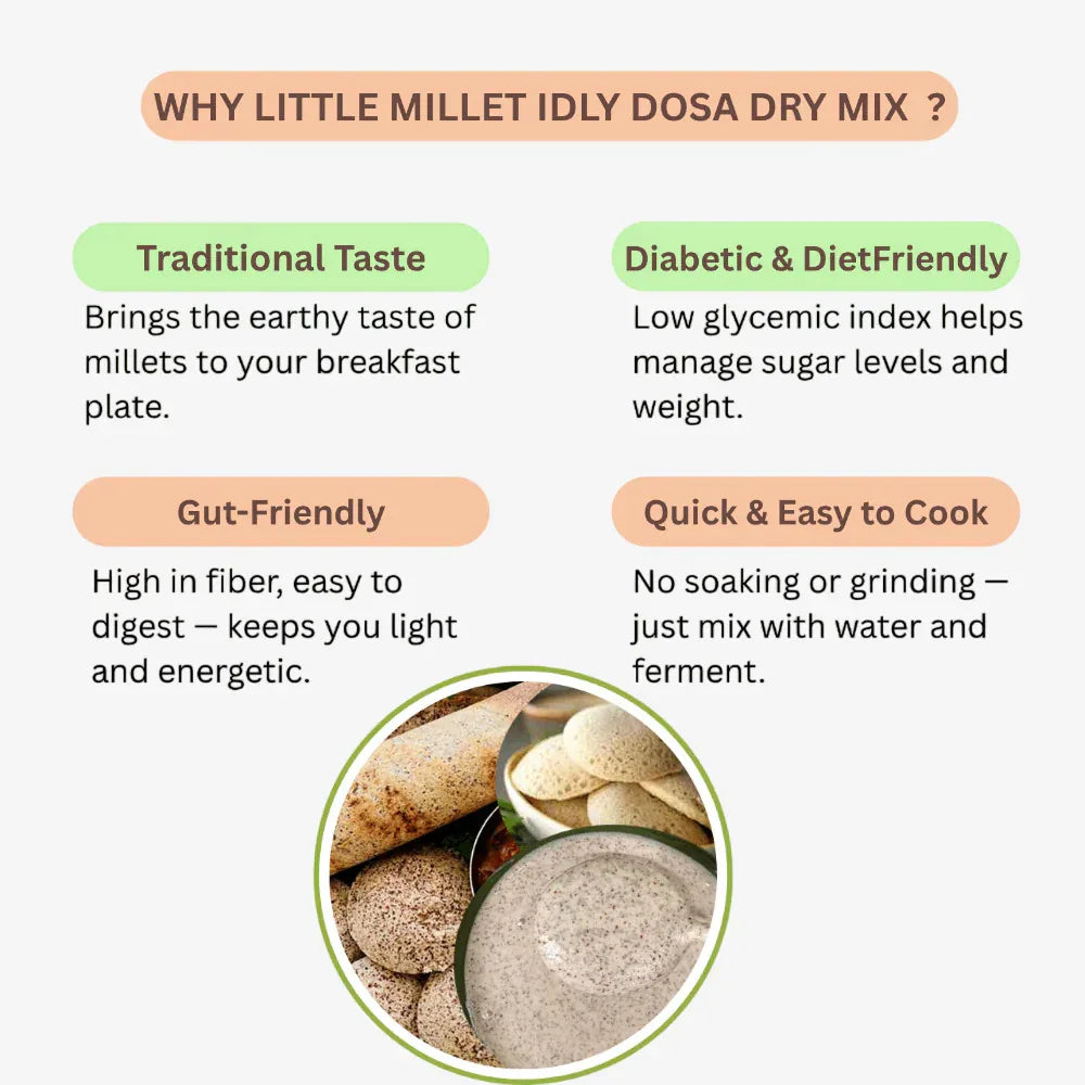 Intake Little Millet Idly Dosa Dry Mix / Saamai Mix / Millet Idly Dosa Dry Mix - 500 g - Orgoshops