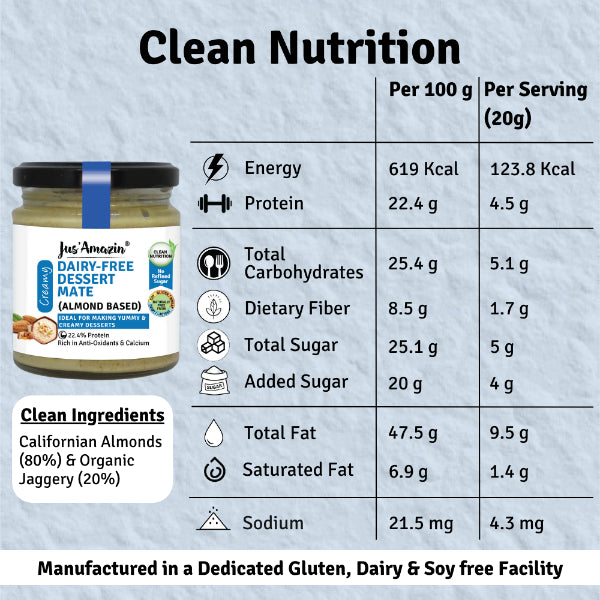 ஜஸ் அமேசின் 100% இயற்கை பால் இல்லாத டெசர்ட் மேட் (பாதாம் அடிப்படையிலானது), 200 கிராம் 