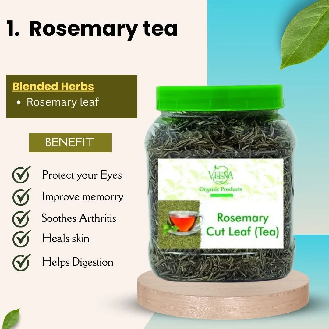 Veena Antioxidants Tea Collections 01 | Combo of Rosemery Cut Leaf Tea – 75g , Jamun Seeds Tea – 100 g & Moringa Tea – 100 g - Orgoshops
