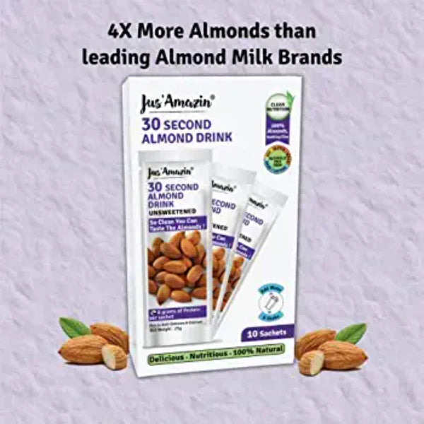 Jus Amazin 30-Second Almond Drink – Unsweetened (10X25g Sachets)