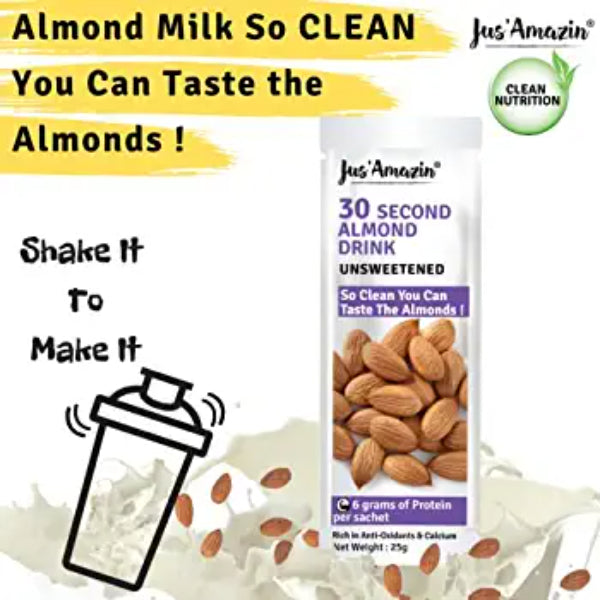 Jus Amazin 30-Second Almond Drink – Unsweetened (10X25g Sachets)