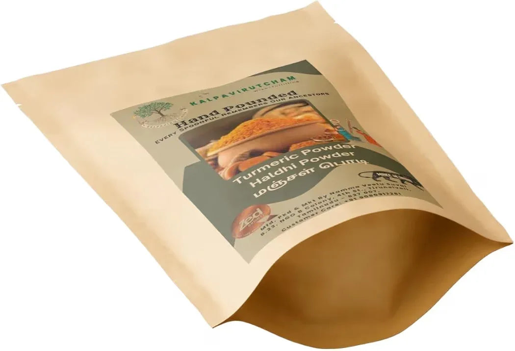 Kalpavirutcham Hand Pounded Turmeric Powder | Natural Haldi Powder | Pure & Traditional - 100g - Orgoshops