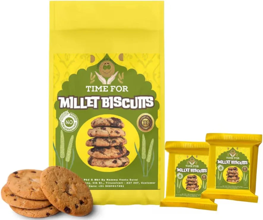Kalpavirutcham Time For Millet Biscuits – Healthy Snack Made with Millets | Crunchy Cookies with Natural Ingredients - 100g Pearl Millet Cookies - Orgoshops