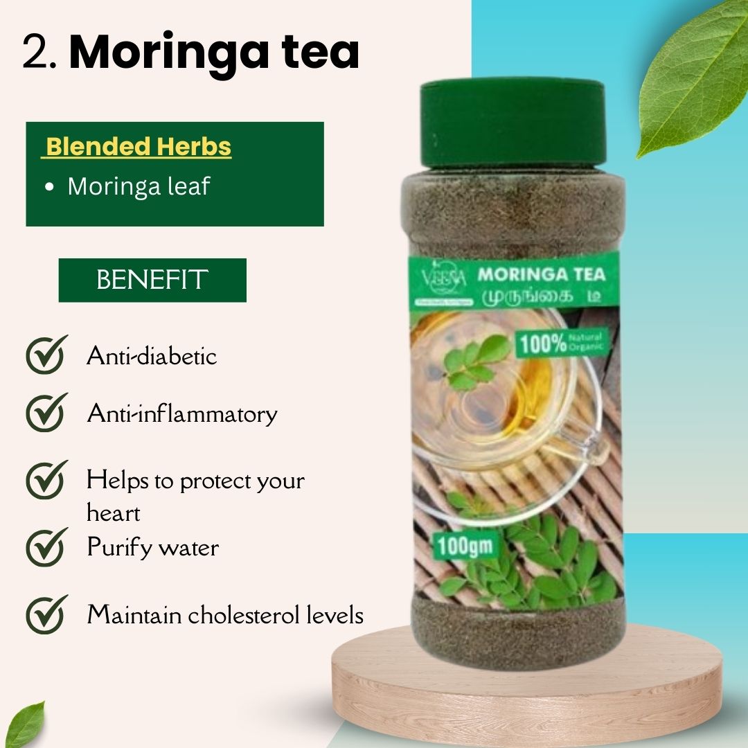 Antioxidants Tea Collections T10 | Combo of Rosemery Cut Leaf Tea – 75g , Jamun Seeds Tea – 100 g & Moringa Tea – 100 g | Veena Products