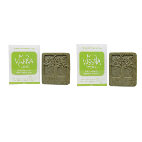 Veena products Neem & Thulsi Natural Essential Oil Soap - 100g ( Pack of 2 )