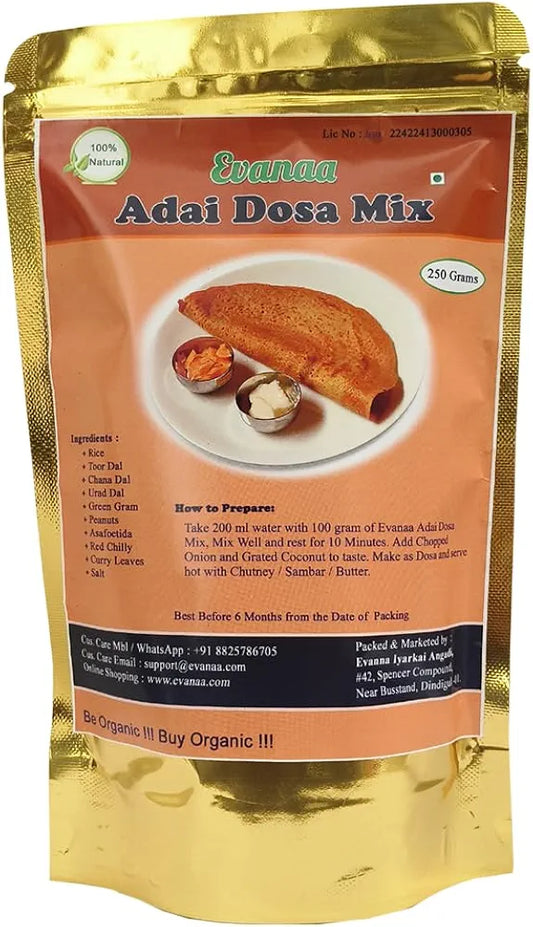 Evanaa Adai Dosa Mix | Ready To Cook Instant Powder | Ready in 10 min | Breakfast Mix,Authentic Recipe - 250 g