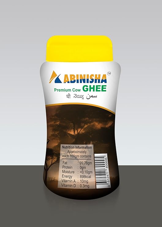 ABINISHA : Ghee | Pure Ghee | Premium Ghee| Cow Ghee | ABINISHA Ghee | A1 Grade Export Quality Ghee | Tuppa - Desi Ghee with Rich Aroma | provides a good supply of energy and vitamin A - 500ml