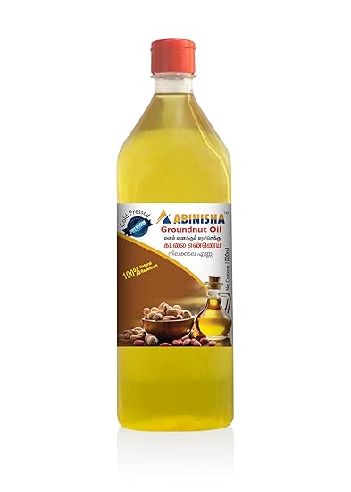 ABINISHA : Cold Pressed Groundnut Peanuts Oil-1 L / Kolhu / Kacchi Ghani / Wood Chekku / Ganuga | Peanut Oil | Natural | Chemical-Free | Cold Pressed Groundnut Oil for Cooking