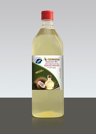 ABINISHA : Cold Pressed Coconut Oil - 1 L / Kolhu / Kacchi Ghani / Wood Chekku Oil